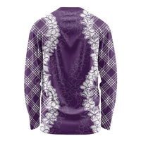 Hawaii Aloha Plumeria Lei Violet Palaka Long Sleeve Shirt LT7 - Polynesian Pride
