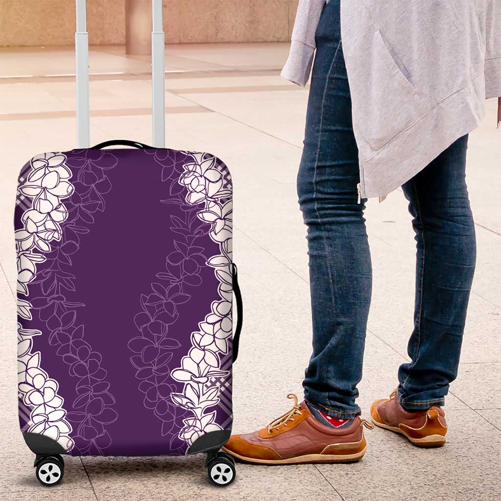 Hawaii Aloha Plumeria Lei Violet Palaka Luggage Cover LT7 Violet - Polynesian Pride