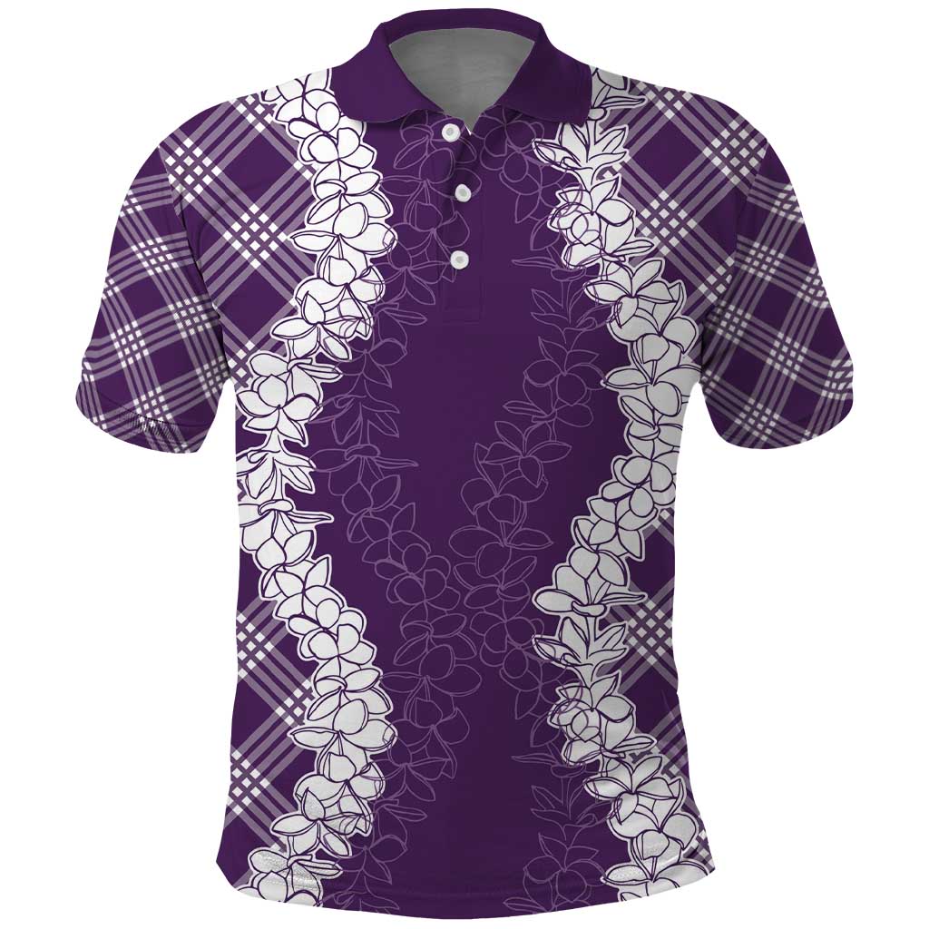 Hawaii Aloha Plumeria Lei Violet Palaka Polo Shirt LT7 Violet - Polynesian Pride