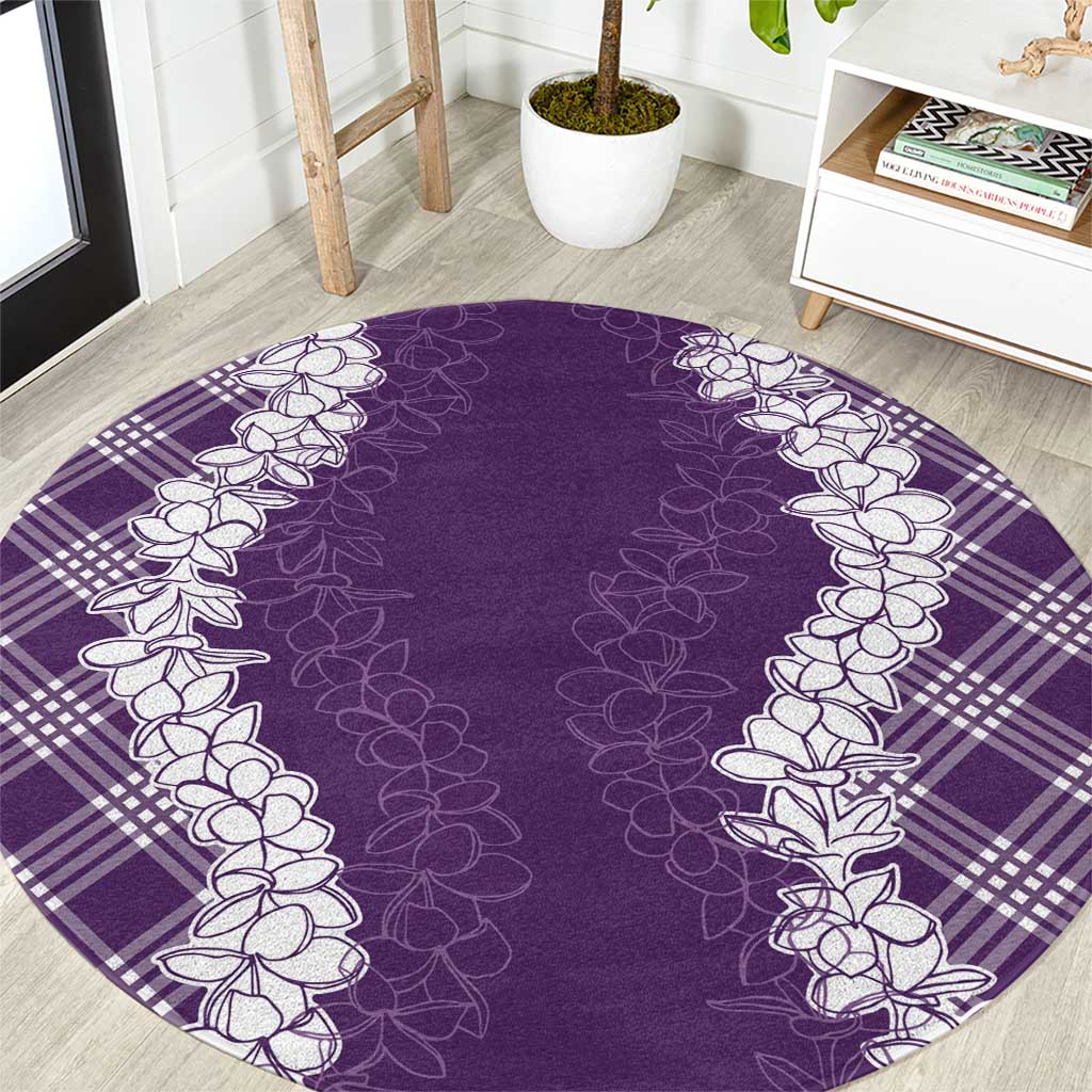 Hawaii Aloha Plumeria Lei Violet Palaka Round Carpet LT7 Violet - Polynesian Pride