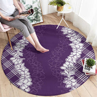 Hawaii Aloha Plumeria Lei Violet Palaka Round Carpet LT7 - Polynesian Pride