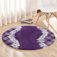 Hawaii Aloha Plumeria Lei Violet Palaka Round Carpet LT7 - Polynesian Pride