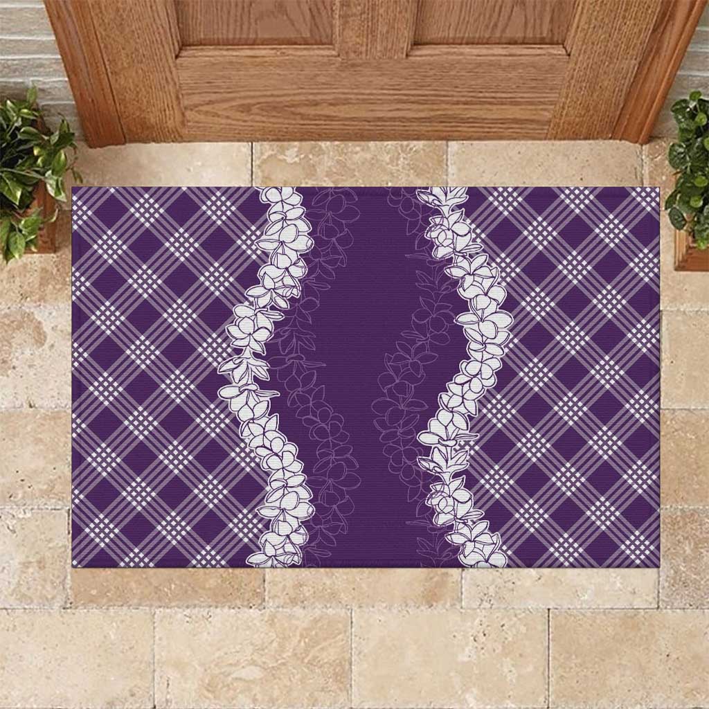 Hawaii Aloha Plumeria Lei Violet Palaka Rubber Doormat LT7 Violet - Polynesian Pride