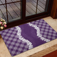 Hawaii Aloha Plumeria Lei Violet Palaka Rubber Doormat LT7 - Polynesian Pride