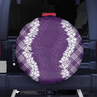 Hawaii Aloha Plumeria Lei Violet Palaka Spare Tire Cover LT7 No hole Violet - Polynesian Pride