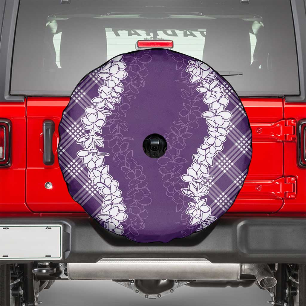 Hawaii Aloha Plumeria Lei Violet Palaka Spare Tire Cover LT7 - Polynesian Pride