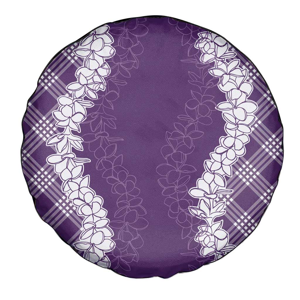 Hawaii Aloha Plumeria Lei Violet Palaka Spare Tire Cover LT7 - Polynesian Pride
