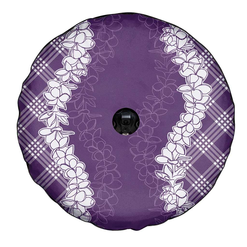 Hawaii Aloha Plumeria Lei Violet Palaka Spare Tire Cover LT7 - Polynesian Pride