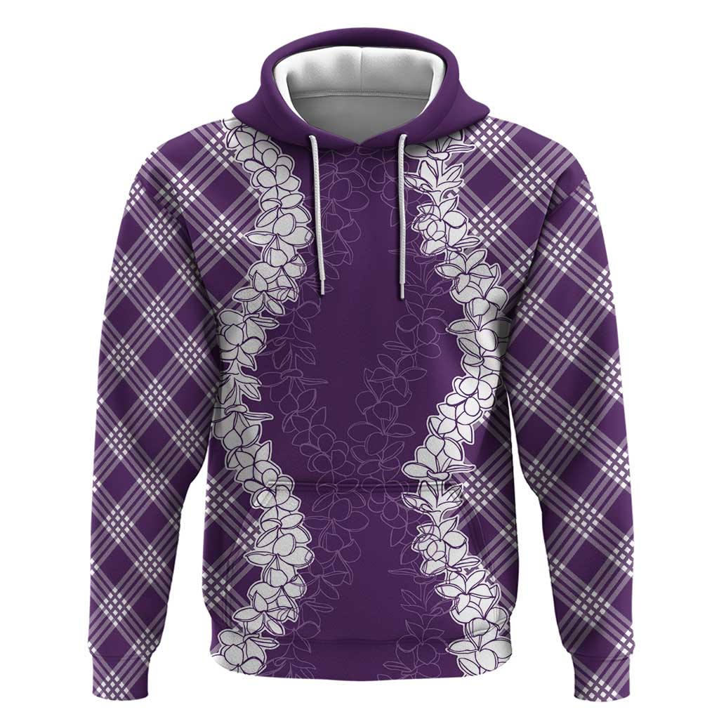 Hawaii Aloha Plumeria Lei Violet Palaka Zip Hoodie LT7 Pullover Hoodie Violet - Polynesian Pride