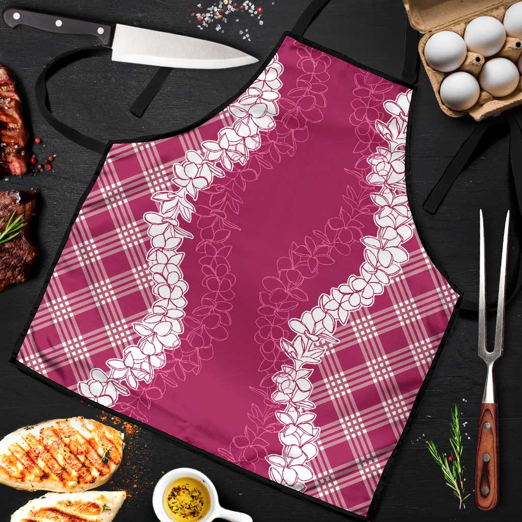 Hawaii Aloha Plumeria Lei Fuschia Palaka Apron LT7 Fuschia - Polynesian Pride