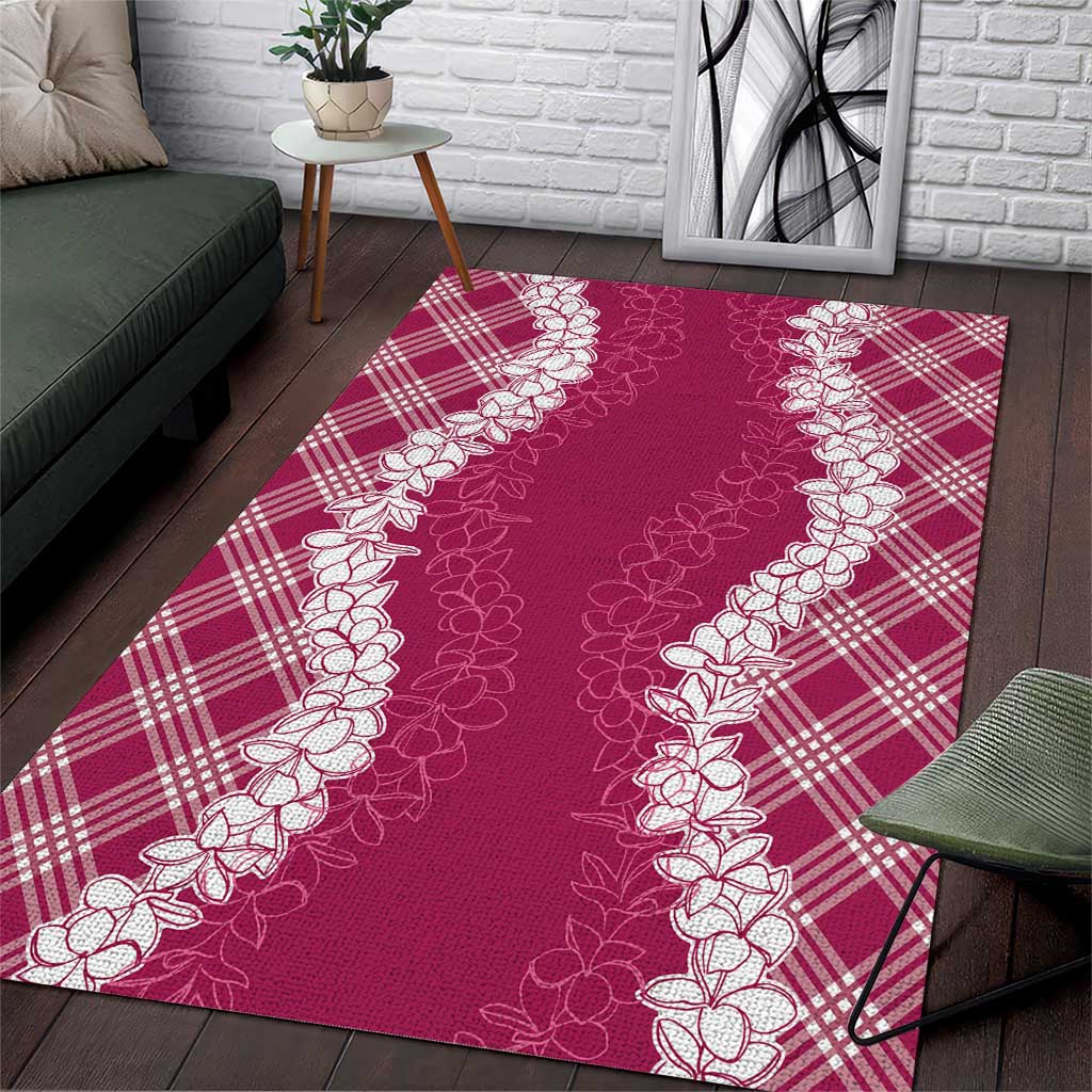Hawaii Aloha Plumeria Lei Fuschia Palaka Area Rug LT7 Fuschia - Polynesian Pride