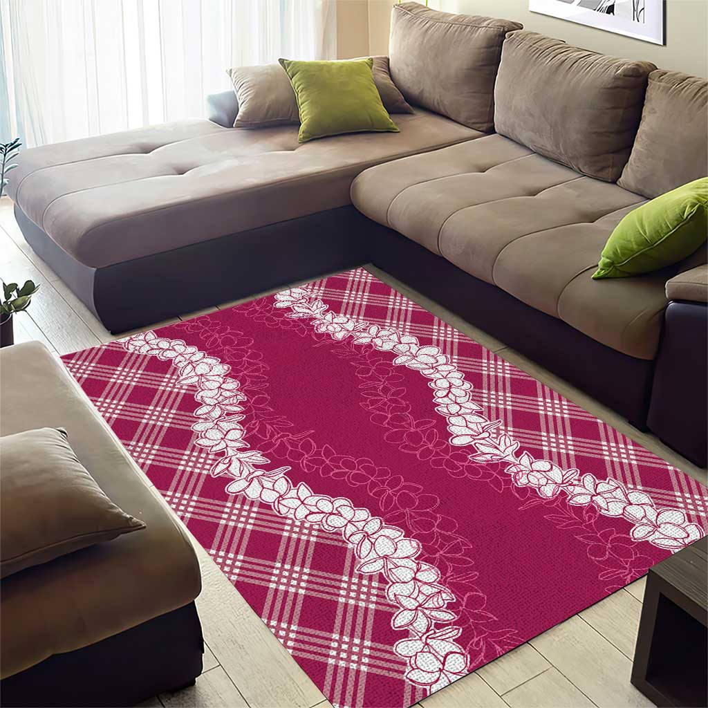 Hawaii Aloha Plumeria Lei Fuschia Palaka Area Rug LT7 - Polynesian Pride