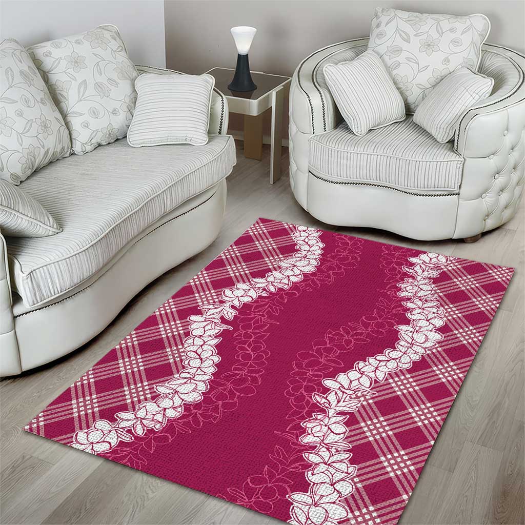 Hawaii Aloha Plumeria Lei Fuschia Palaka Area Rug LT7 - Polynesian Pride