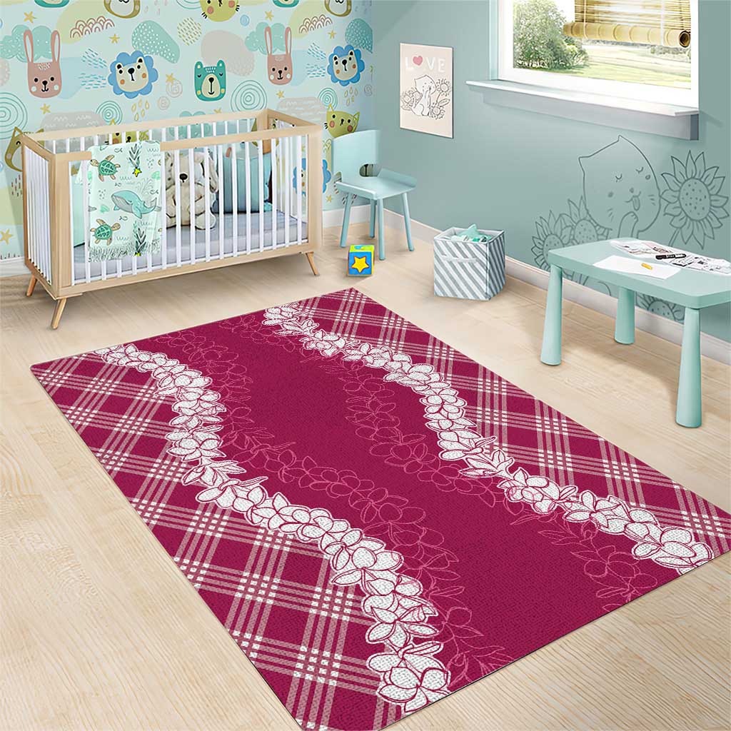 Hawaii Aloha Plumeria Lei Fuschia Palaka Area Rug LT7 - Polynesian Pride