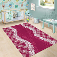 Hawaii Aloha Plumeria Lei Fuschia Palaka Area Rug LT7 - Polynesian Pride