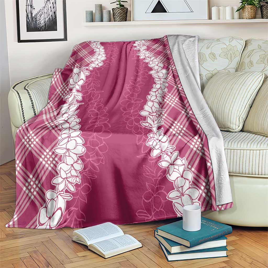 Hawaii Aloha Plumeria Lei Fuschia Palaka Blanket LT7 Fuschia - Polynesian Pride
