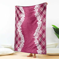 Hawaii Aloha Plumeria Lei Fuschia Palaka Blanket LT7 - Polynesian Pride
