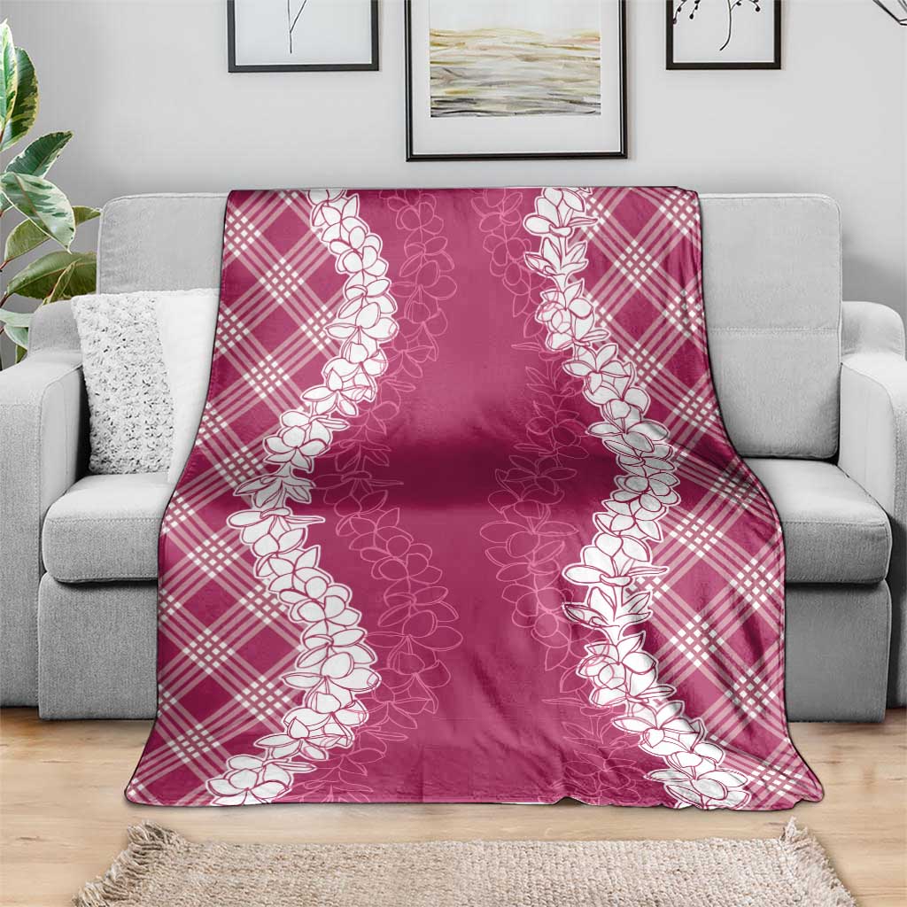 Hawaii Aloha Plumeria Lei Fuschia Palaka Blanket LT7 - Polynesian Pride