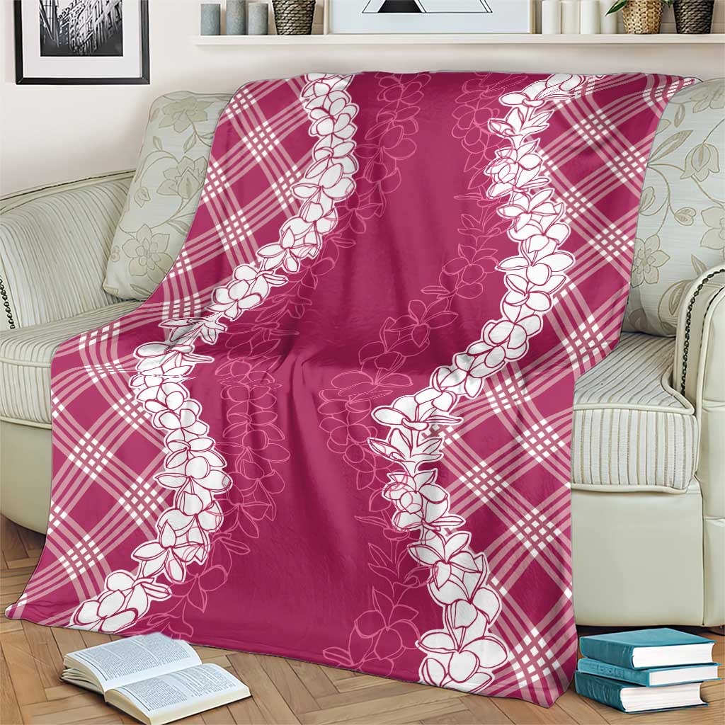 Hawaii Aloha Plumeria Lei Fuschia Palaka Blanket LT7 - Polynesian Pride