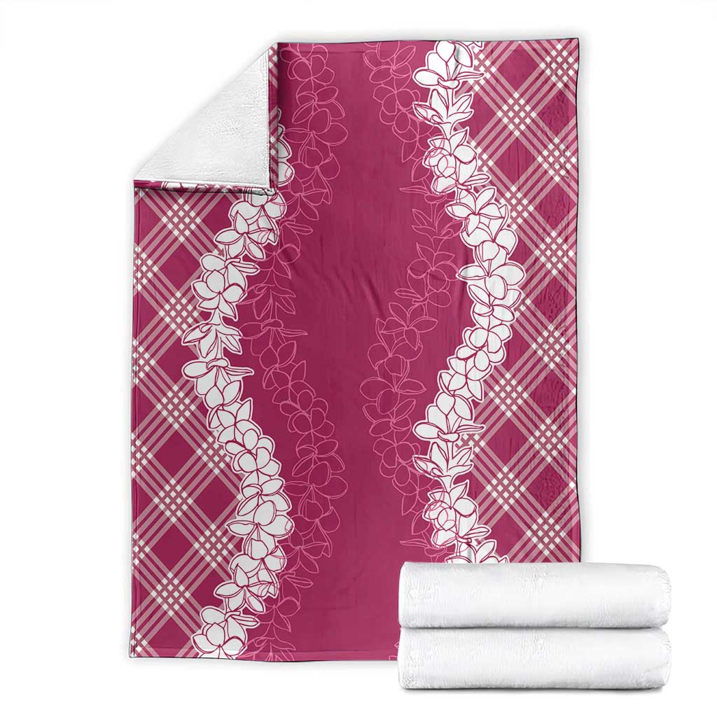 Hawaii Aloha Plumeria Lei Fuschia Palaka Blanket LT7 - Polynesian Pride