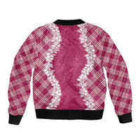 Hawaii Aloha Plumeria Lei Fuschia Palaka Bomber Jacket LT7 - Polynesian Pride