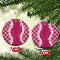 Hawaii Aloha Plumeria Lei Fuschia Palaka Ceramic Ornament LT7 Circle Fuschia - Polynesian Pride