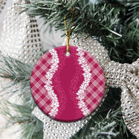 Hawaii Aloha Plumeria Lei Fuschia Palaka Ceramic Ornament LT7 - Polynesian Pride