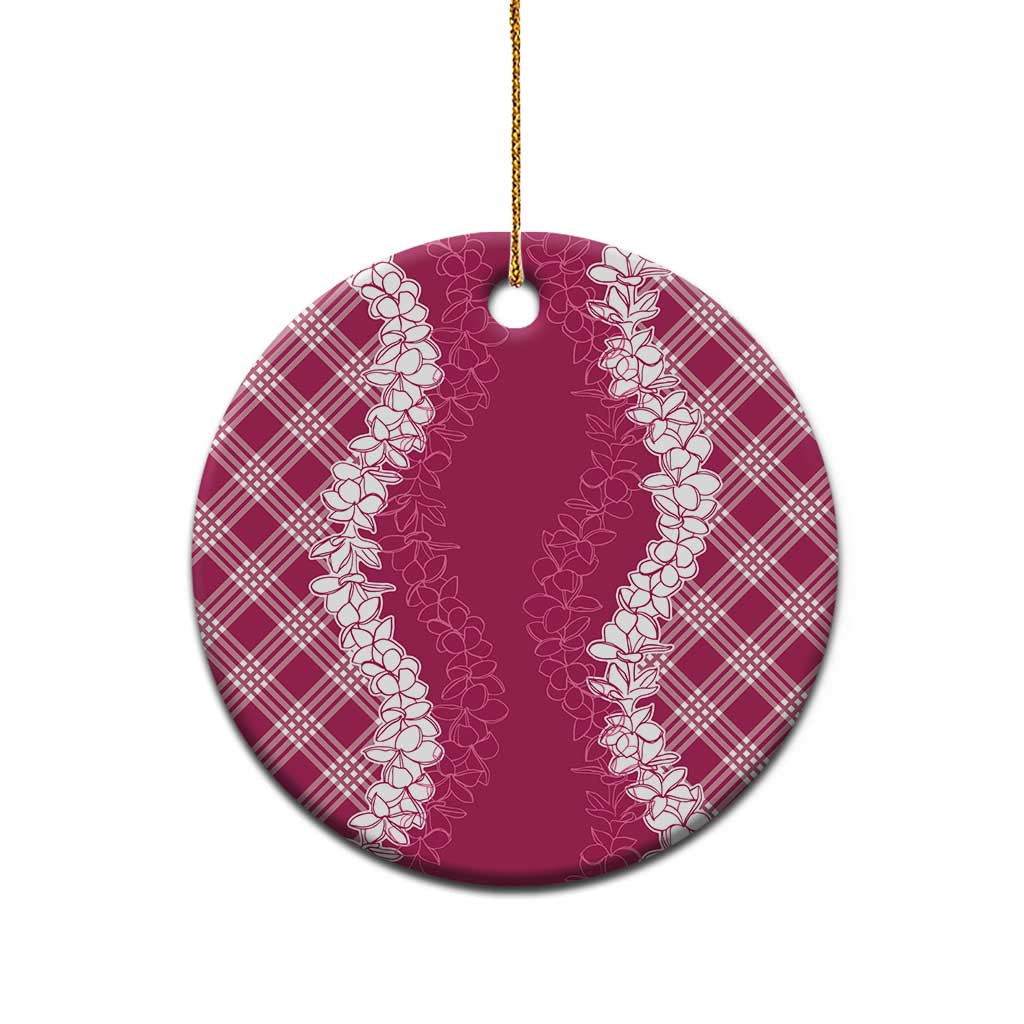Hawaii Aloha Plumeria Lei Fuschia Palaka Ceramic Ornament LT7 - Polynesian Pride