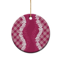 Hawaii Aloha Plumeria Lei Fuschia Palaka Ceramic Ornament LT7 - Polynesian Pride
