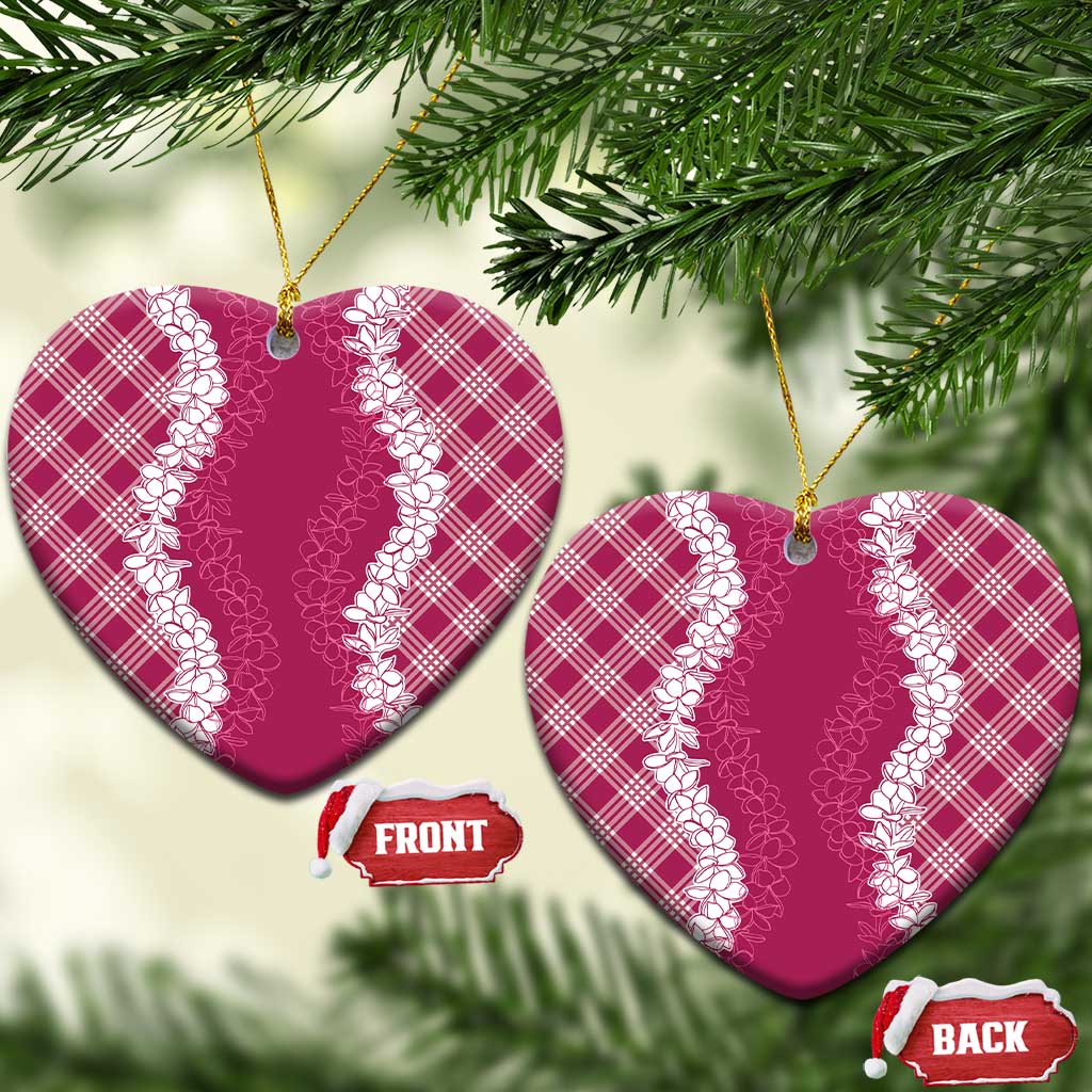 Hawaii Aloha Plumeria Lei Fuschia Palaka Ceramic Ornament LT7 Heart Fuschia - Polynesian Pride