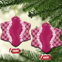 Hawaii Aloha Plumeria Lei Fuschia Palaka Ceramic Ornament LT7 Snow Flake Fuschia - Polynesian Pride