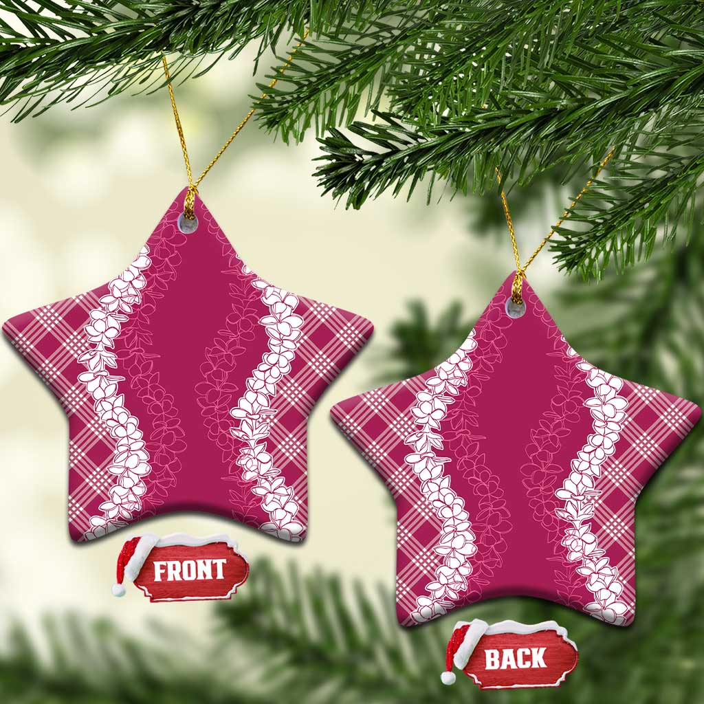Hawaii Aloha Plumeria Lei Fuschia Palaka Ceramic Ornament LT7 Star Fuschia - Polynesian Pride