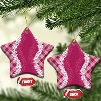 Hawaii Aloha Plumeria Lei Fuschia Palaka Ceramic Ornament LT7 Star Fuschia - Polynesian Pride