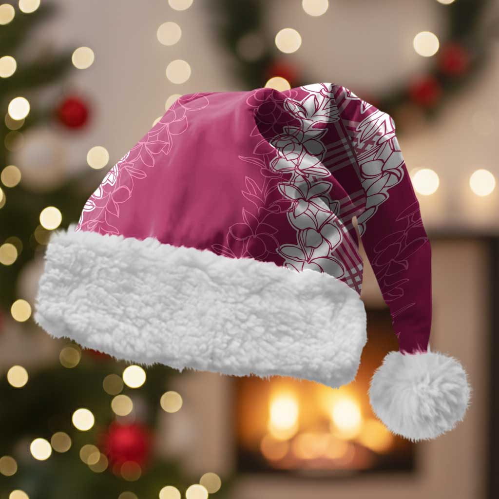 Hawaii Aloha Plumeria Lei Fuschia Palaka Christmas Santa Hat LT7 With Fur Fuschia - Polynesian Pride