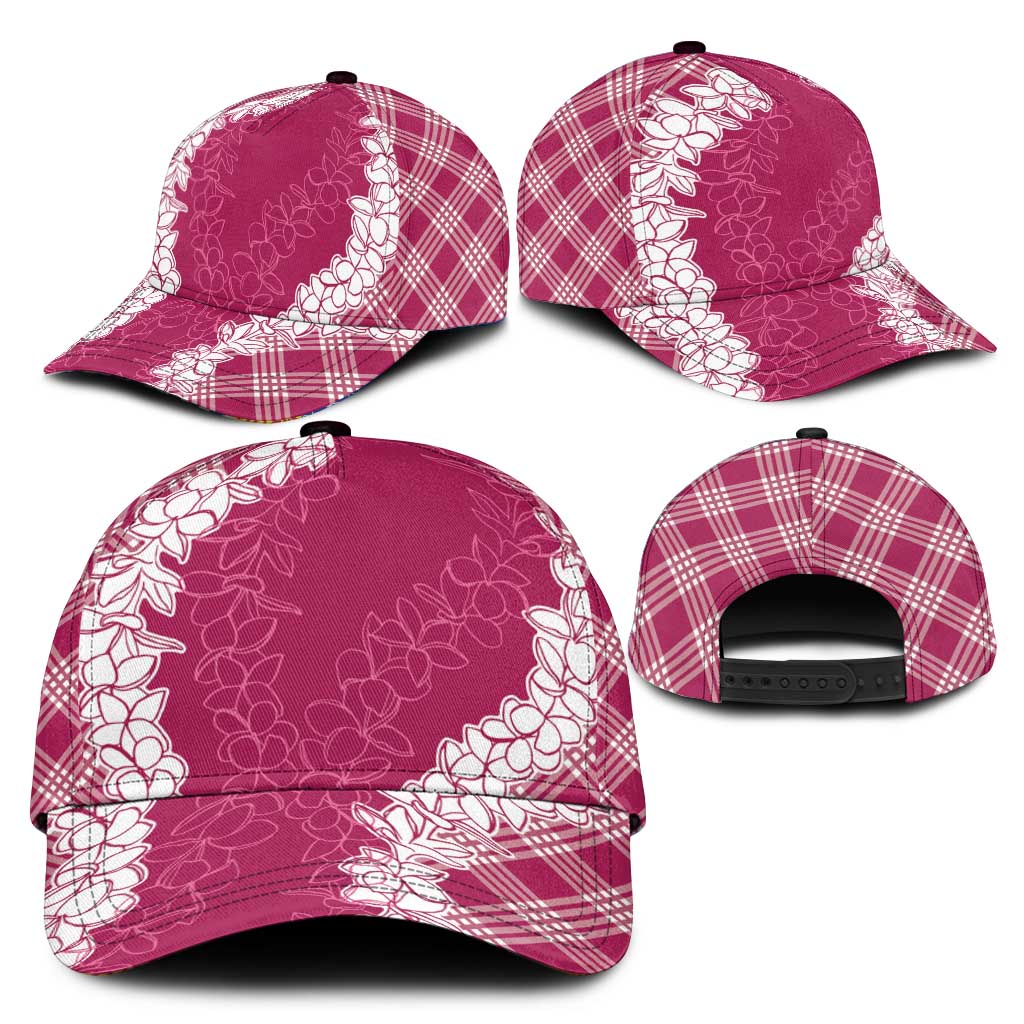 Hawaii Aloha Plumeria Lei Fuschia Palaka Classic Cap LT7 - Polynesian Pride