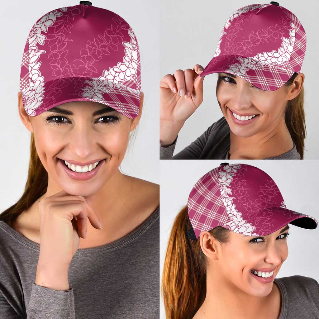 Hawaii Aloha Plumeria Lei Fuschia Palaka Classic Cap LT7 - Polynesian Pride