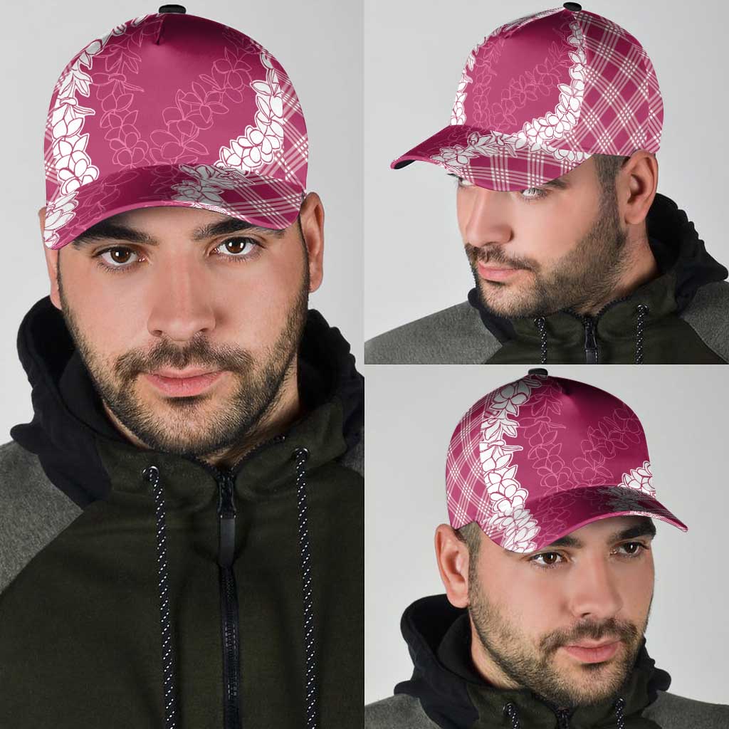 Hawaii Aloha Plumeria Lei Fuschia Palaka Classic Cap LT7 - Polynesian Pride