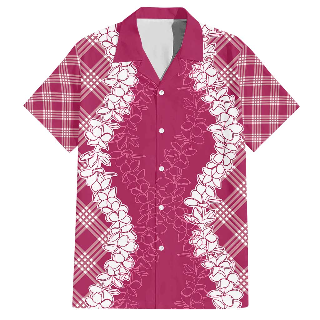 Hawaii Aloha Plumeria Lei Fuschia Palaka Hawaiian Shirt LT7 Fuschia - Polynesian Pride