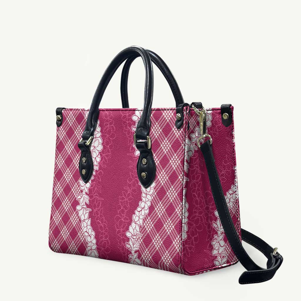 Hawaii Aloha Plumeria Lei Fuschia Palaka Leather Bag LT7 Fuschia - Polynesian Pride