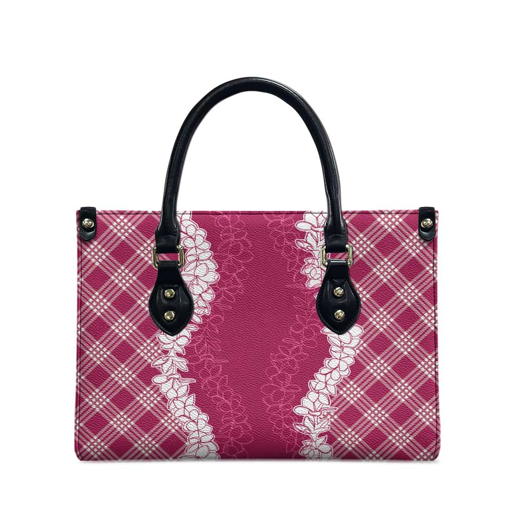 Hawaii Aloha Plumeria Lei Fuschia Palaka Leather Bag LT7 - Polynesian Pride