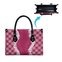 Hawaii Aloha Plumeria Lei Fuschia Palaka Leather Bag LT7 - Polynesian Pride