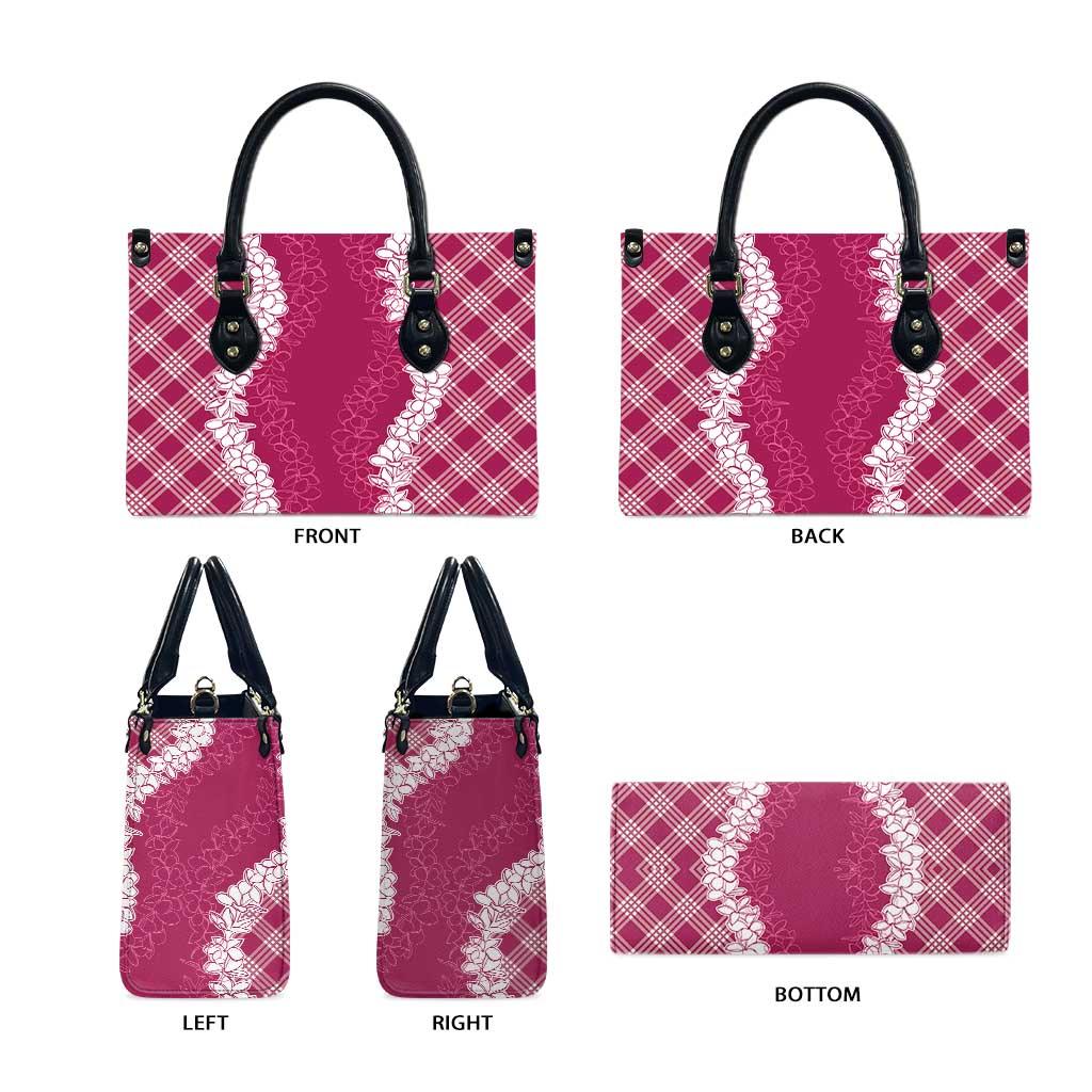 Hawaii Aloha Plumeria Lei Fuschia Palaka Leather Bag LT7 - Polynesian Pride