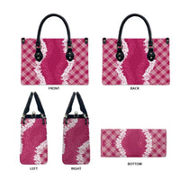Hawaii Aloha Plumeria Lei Fuschia Palaka Leather Bag LT7 - Polynesian Pride
