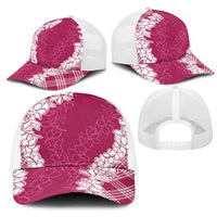 Hawaii Aloha Plumeria Lei Fuschia Palaka Mesh Trucker Cap LT7 - Polynesian Pride