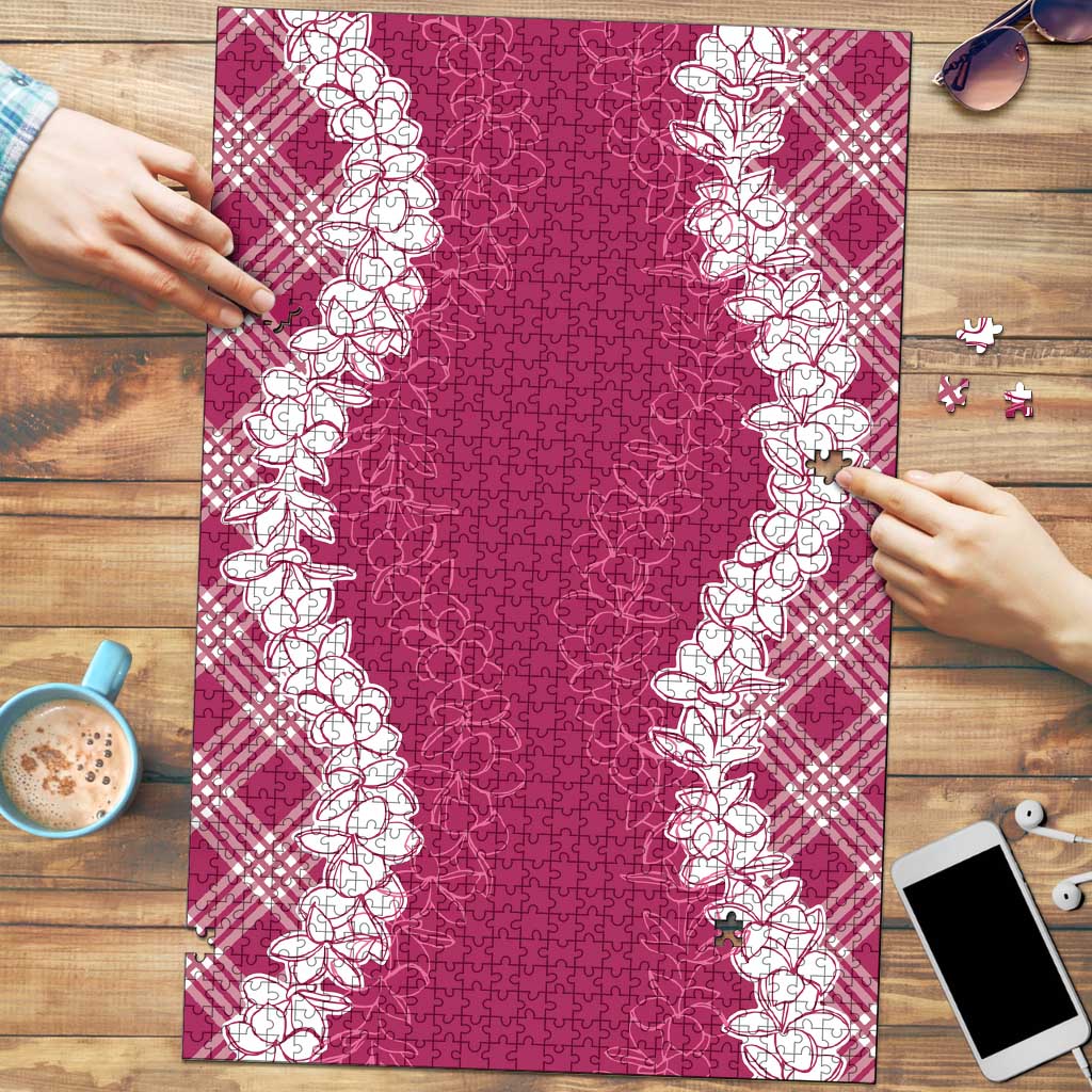 Hawaii Aloha Plumeria Lei Fuschia Palaka Puzzle LT7 Fuschia - Polynesian Pride