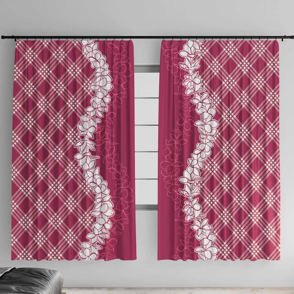 Hawaii Aloha Plumeria Lei Fuschia Palaka Window Curtain LT7 With Hooks Fuschia - Polynesian Pride