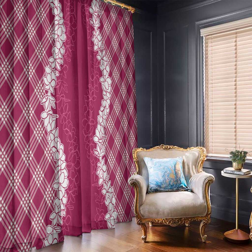 Hawaii Aloha Plumeria Lei Fuschia Palaka Window Curtain LT7 - Polynesian Pride