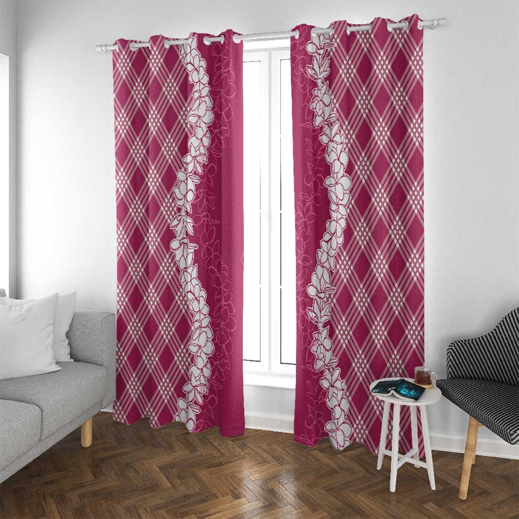 Hawaii Aloha Plumeria Lei Fuschia Palaka Window Curtain LT7 With Grommets Fuschia - Polynesian Pride