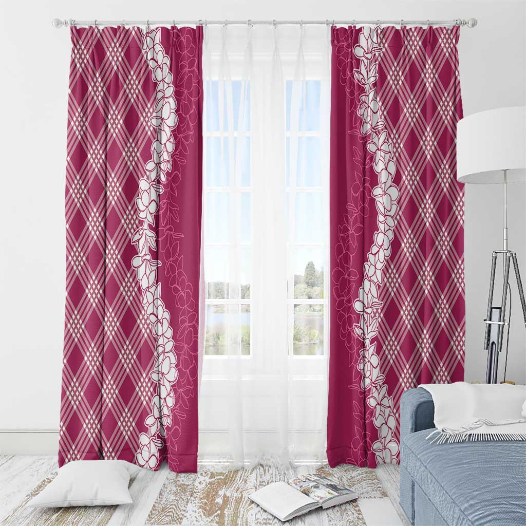 Hawaii Aloha Plumeria Lei Fuschia Palaka Window Curtain LT7 - Polynesian Pride