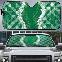 Hawaii Aloha Plumeria Lei Green Palaka Auto Sun Shade LT7 Green - Polynesian Pride